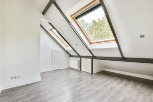 Amazing attic room design with windows