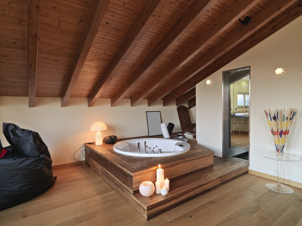 Interiors of the Modern Bathroom in the Attic